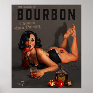 "The Babes Of Bourbon" Sexy Retro Pinup Lingerie Poster