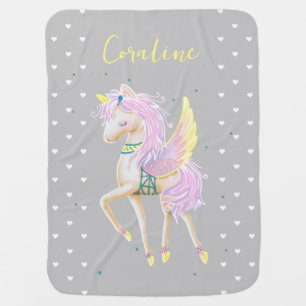 The Baby Blanket features a cute unicorn design.