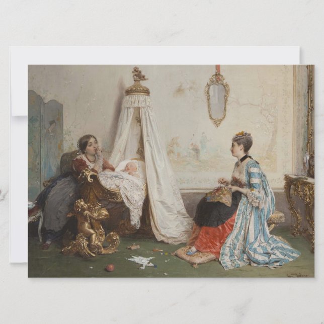 The Baby is Sleeping (by Gerolamo Induno) Card (Front)