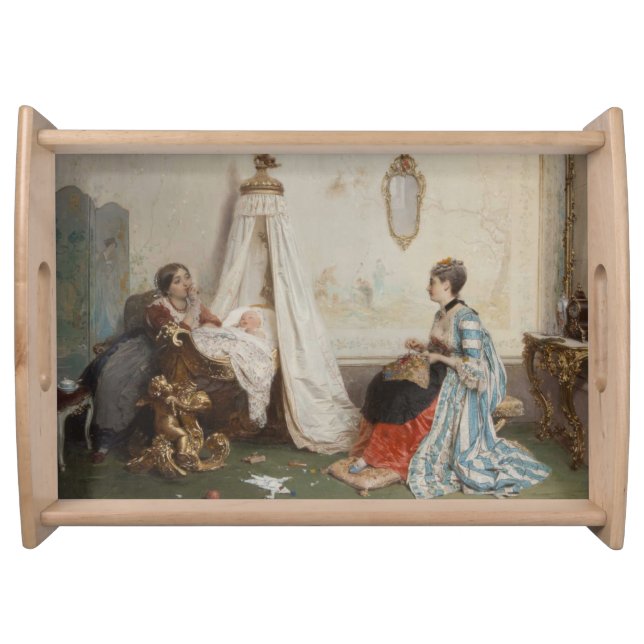 The Baby is Sleeping (by Gerolamo Induno) Serving Tray (Front)
