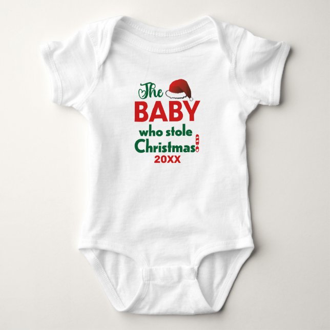 The Baby who stole Christmas with year Baby Bodysuit (Front)