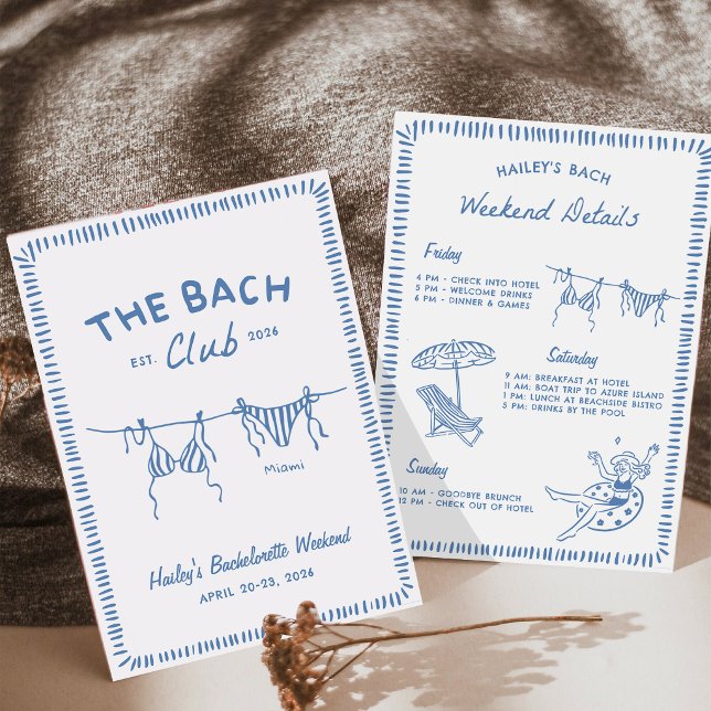 The Bach Club Bachelorette Weekend Itinerary Invitation (Creator Uploaded)