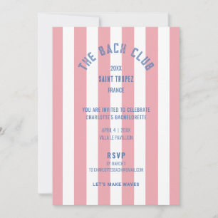 The Bach Club Pink Stripe Bachelorette Party Invitation