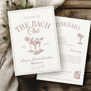 The Bach Club Vintage Bachelorette Ititerary Invitation