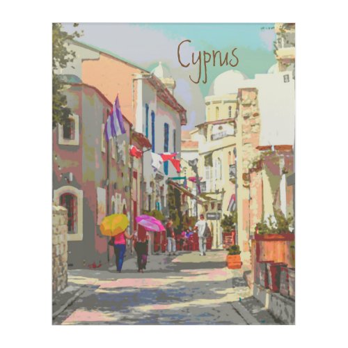 The Back Streets of Cyprus Travel Poster Style Acrylic Print