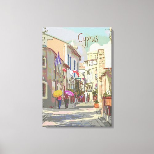 The Back Streets of Cyprus Travel Poster Style Canvas Print