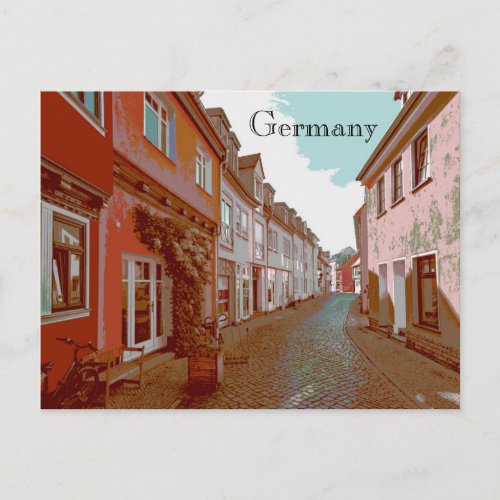 The Back Streets of Germany Travel Poster Style Postcard