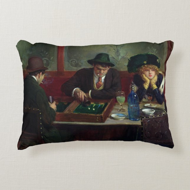 The Backgammon Players Accent Pillow (Front)