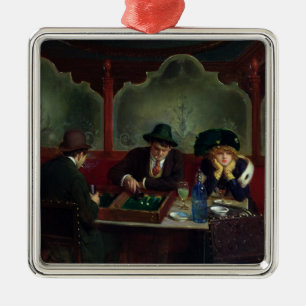 The Backgammon Players Metal Ornament