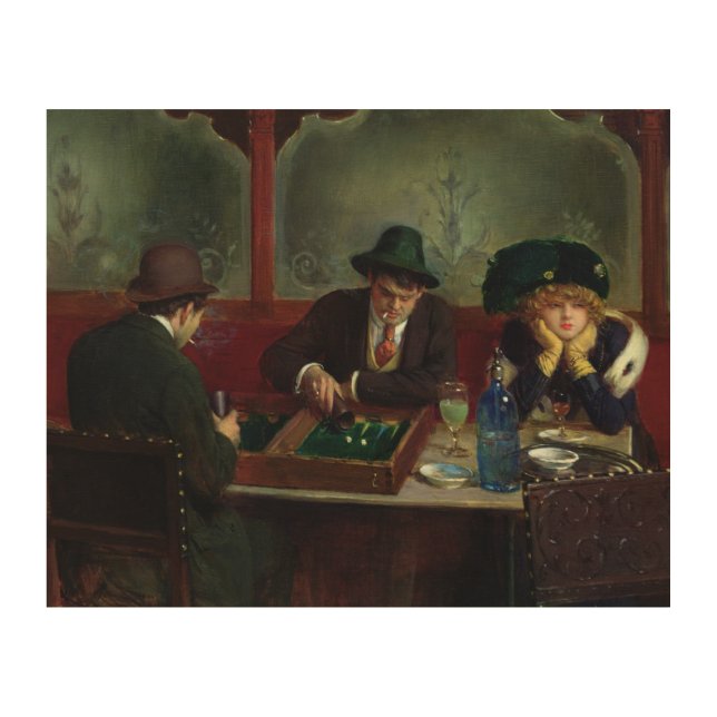 The Backgammon Players Wood Wall Decor (Front)