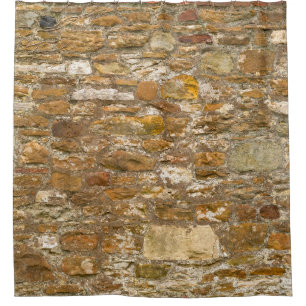 The background and texture stone wall. High resolu Shower Curtain