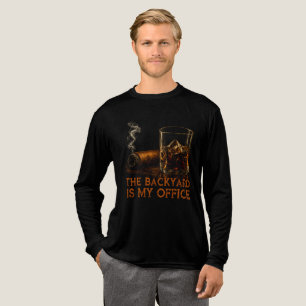 The Backyard Is My Office Funny Whiskey Cigar Tri-Blend Shirt