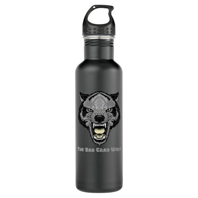 The Bad Gray Wolf Stainless Steel Water Bottle (Front)