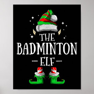 The Badminton Elf Matching Family Group Christmas Poster