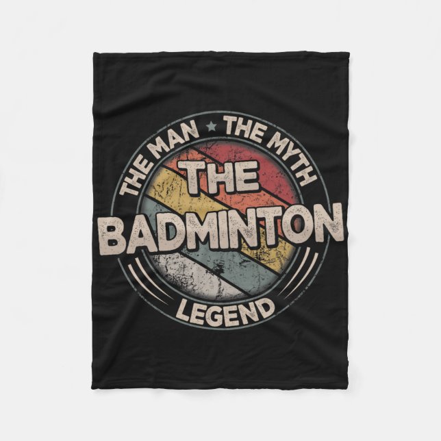 The Badminton Legends Retro Shuttle Men's Badminto Fleece Blanket (Front)