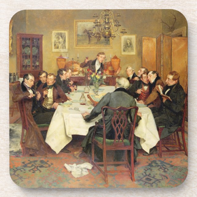 The Bagman's Toast 'Sweethearts and Wives'(oil on Beverage Coaster (Front)