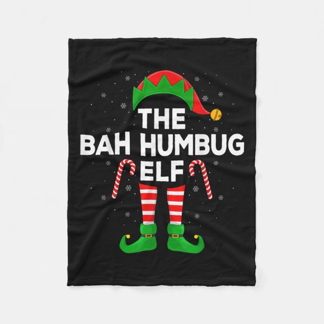 The Bah Humbug Elf Xmas Matching Family Elf Christ Fleece Blanket (Front)