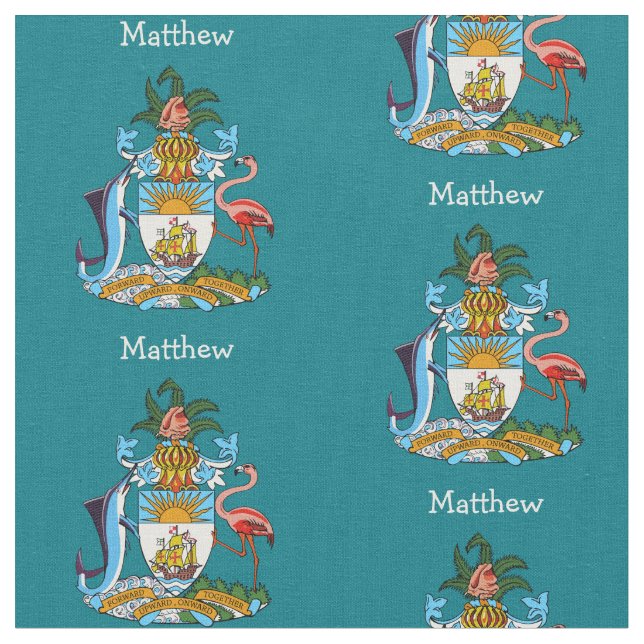 The Bahama Coat Of Arms Emblem Personalized Fabric (Close Up)