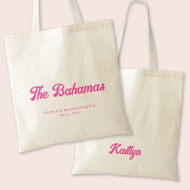 The Bahamas Bachelorette Party Personalized Tote (The Bahamas Bachelorette Party Tote Bag)