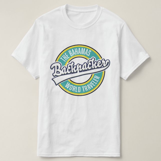 The Bahamas Backpacker World Traveler retro logo. T-Shirt (Design Front)