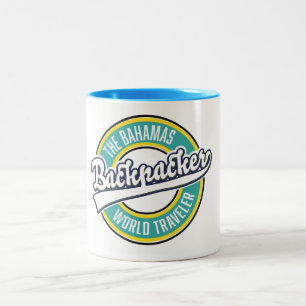 The Bahamas Backpacker World Traveler retro logo. Two-Tone Coffee Mug