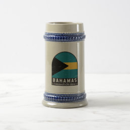 The Bahamas Flag Emblem Distressed Vintage Beer Stein