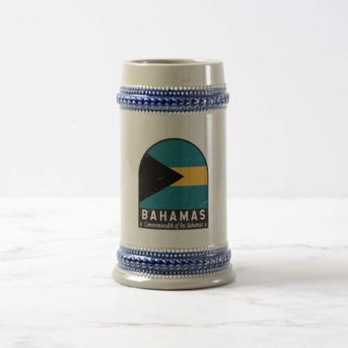 The Bahamas Flag Emblem Distressed Vintage Beer Stein