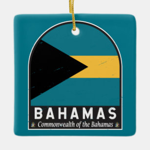 The Bahamas Flag Emblem Distressed Vintage Ceramic Ornament