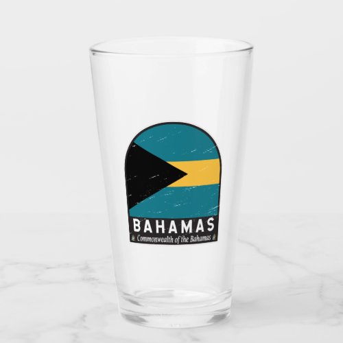 The Bahamas Flag Emblem Distressed Vintage Glass
