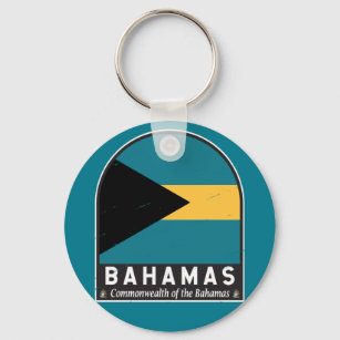 The Bahamas Flag Emblem Distressed Vintage Keychain