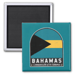 The Bahamas Flag Emblem Distressed Vintage Magnet