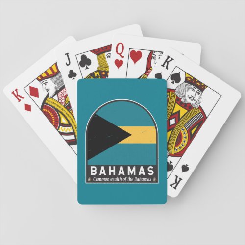 The Bahamas Flag Emblem Distressed Vintage Poker Cards