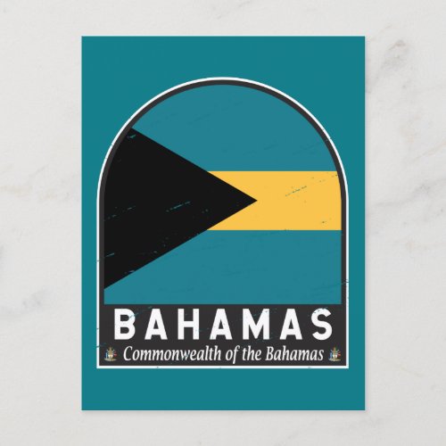 The Bahamas Flag Emblem Distressed Vintage Postcard