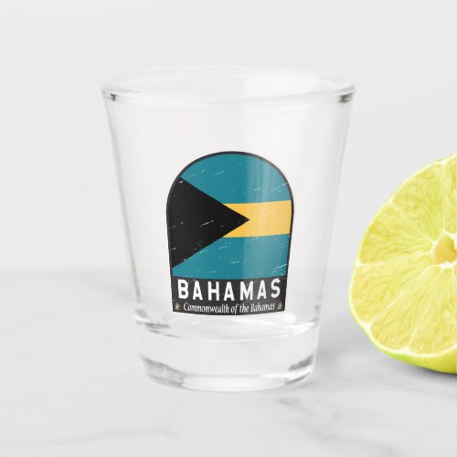 The Bahamas Flag Emblem Distressed Vintage Shot Glass