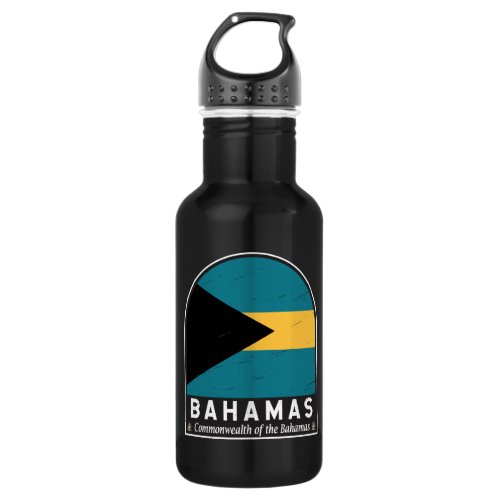 The Bahamas Flag Emblem Distressed Vintage Stainless Steel Water Bottle