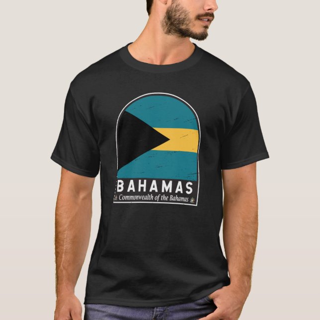 The Bahamas Flag Emblem Distressed Vintage T-Shirt (Front)