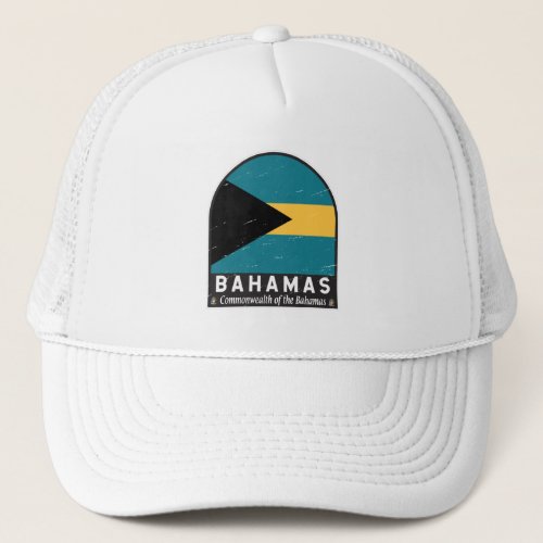 The Bahamas Flag Emblem Distressed Vintage Trucker Hat
