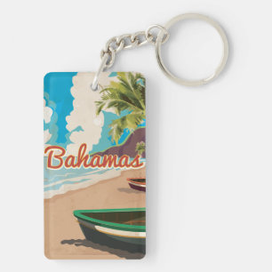 The Bahamas vintage Travel Poster. Keychain
