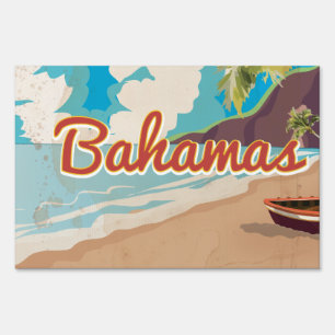The Bahamas vintage Travel Poster. Sign