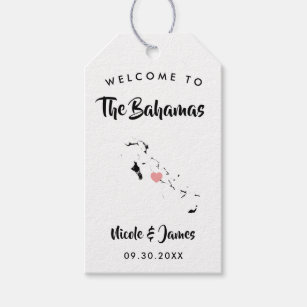 The Bahamas Wedding Welcome Bag Tags, Map Gift Tags