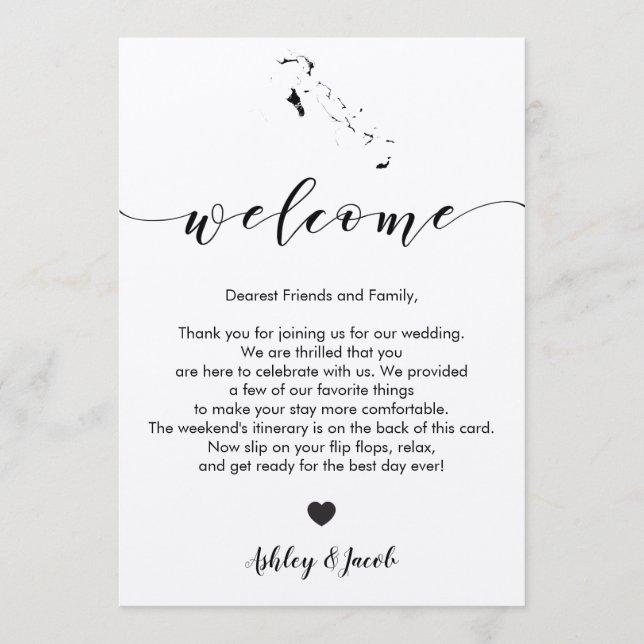 The Bahamas Wedding Welcome Letter & Itinerary Program (Front)