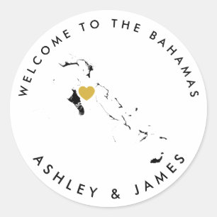 The Bahamas Wedding Welcome Sticker Tag, Black