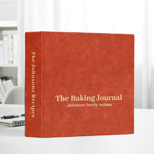 The Baking Journal Family Recipes Brown Leather 3 Ring Binder