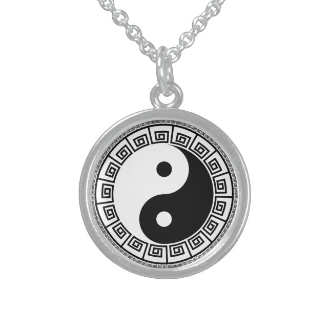 The Balance: Ba Gua, eight trigrams  yin yang TCM  Sterling Silver Necklace (Front)