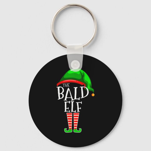 The Bald Elf Family Matching Group Christmas Gift  Keychain (Front)