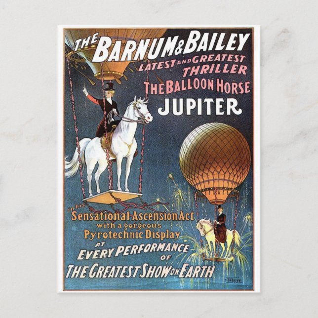 The Balloon Horse Jupiter Vintage Theater Postcard (Front)