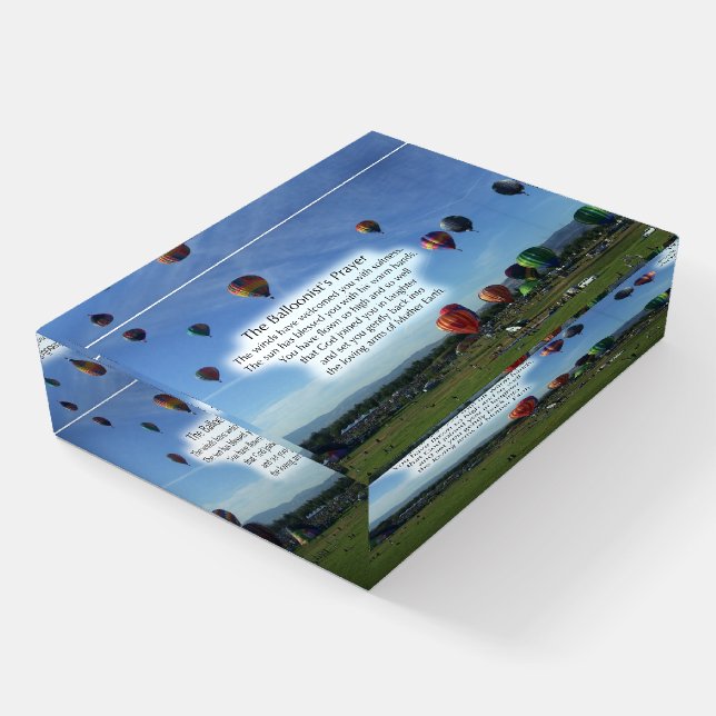 The Balloonist's Prayer Photo of Hot Air Balloons Paperweight (Angled)