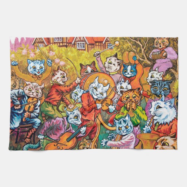 The Band Plays, Louis Wain Kitchen Towel (Horizontal)