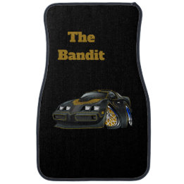 The Bandit Black Muscle Car Cartoon Illustration Floor Mat