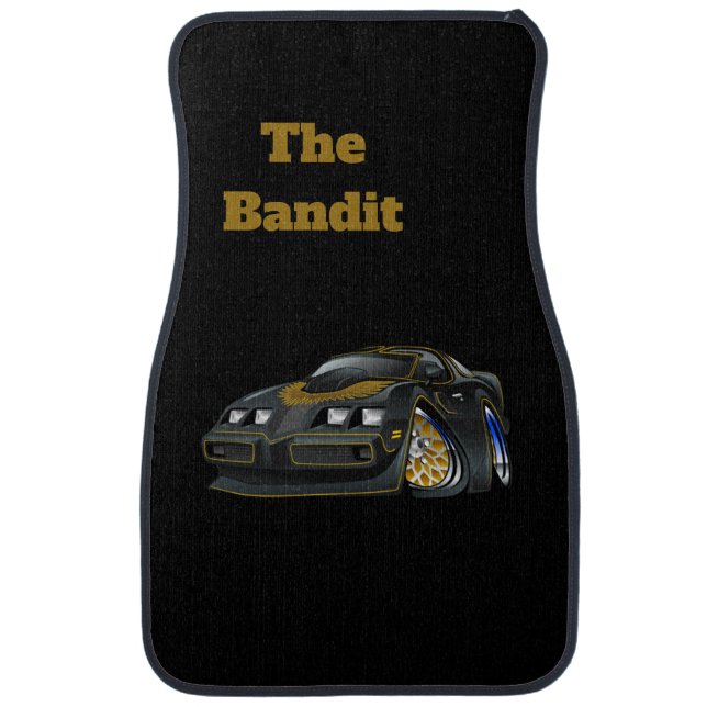 The Bandit Black Muscle Car Cartoon Illustration  Floor Mat (Front)